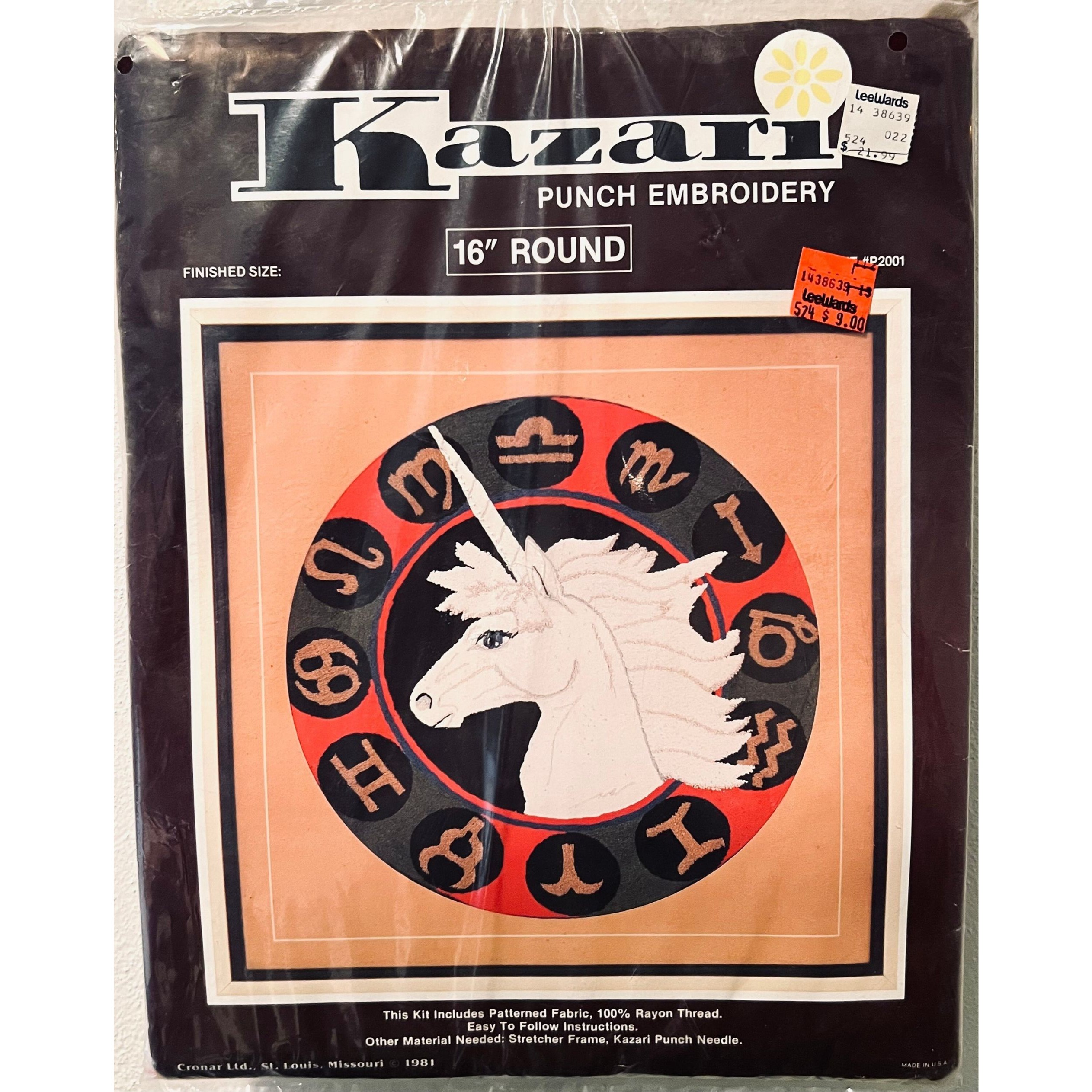 Zodiac Unicorn Embroidery Kit: 1981 Crewel Art